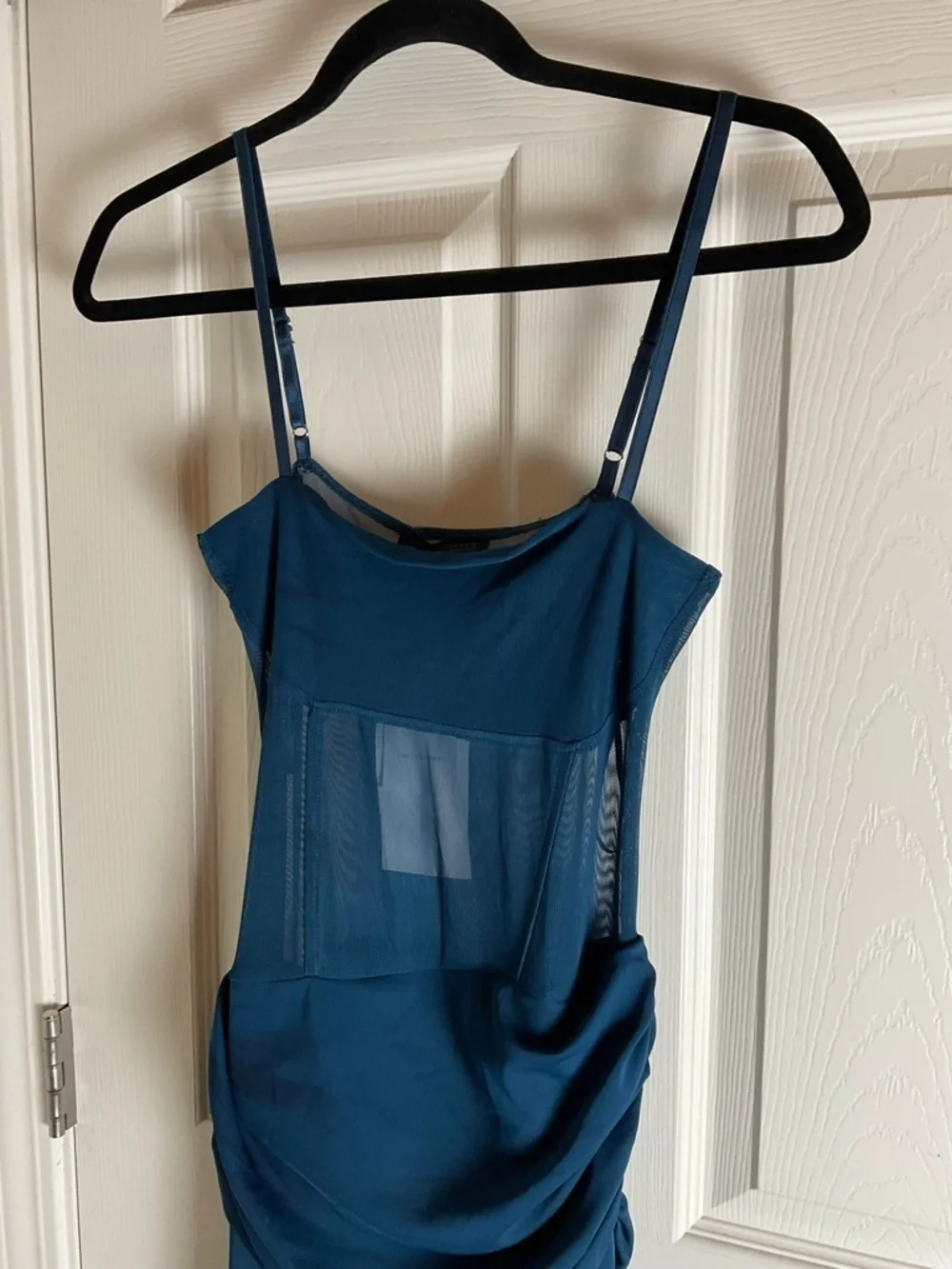 Zara Combination Blue Tulle Long Dress Draped Mesh Midi Size M